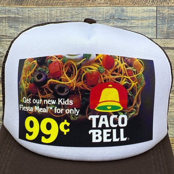 Taco Bell Unisex Trucker Hat Brown Snapback 99 Cent Taco 80s Advertisement Cap - Picture 3 of 8